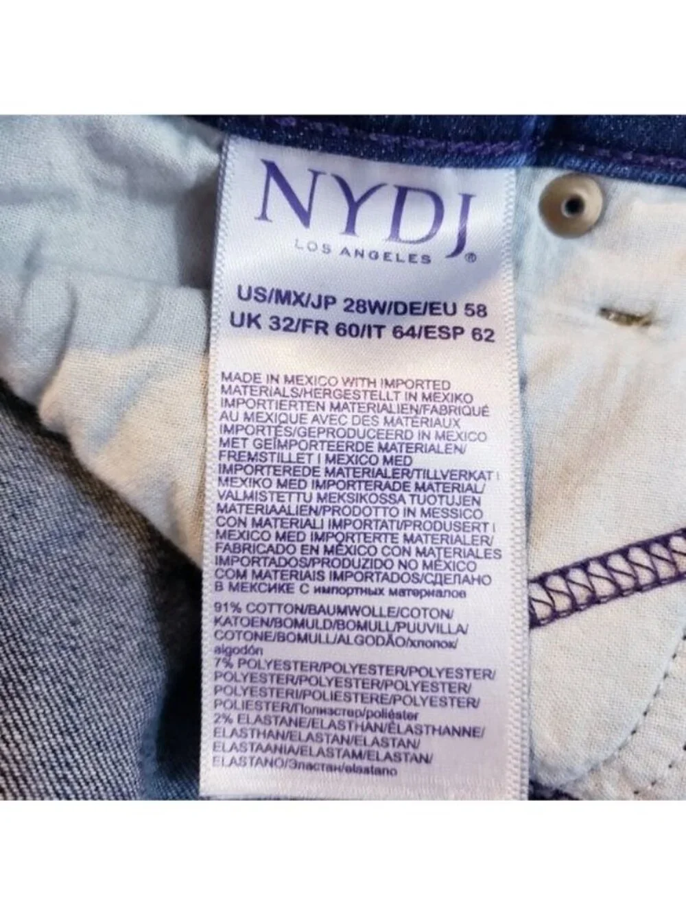 NYDJ Marilyn Crop Jeans Cuffed Denim Pants Women's Size 28W